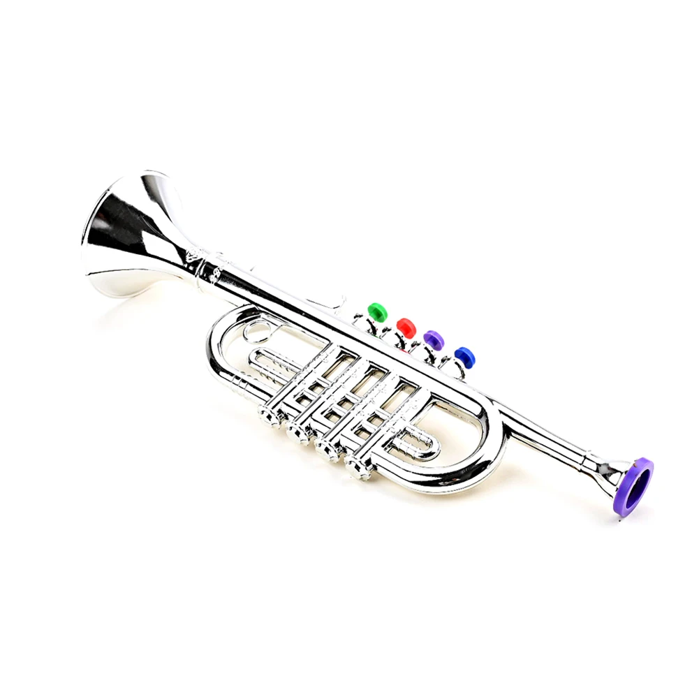 Kids Saxophone Trumpet Professional Trumpet Kids Musical Toy with 4 Colored Keys for Children Boy Girl Birthday Christmas Gift