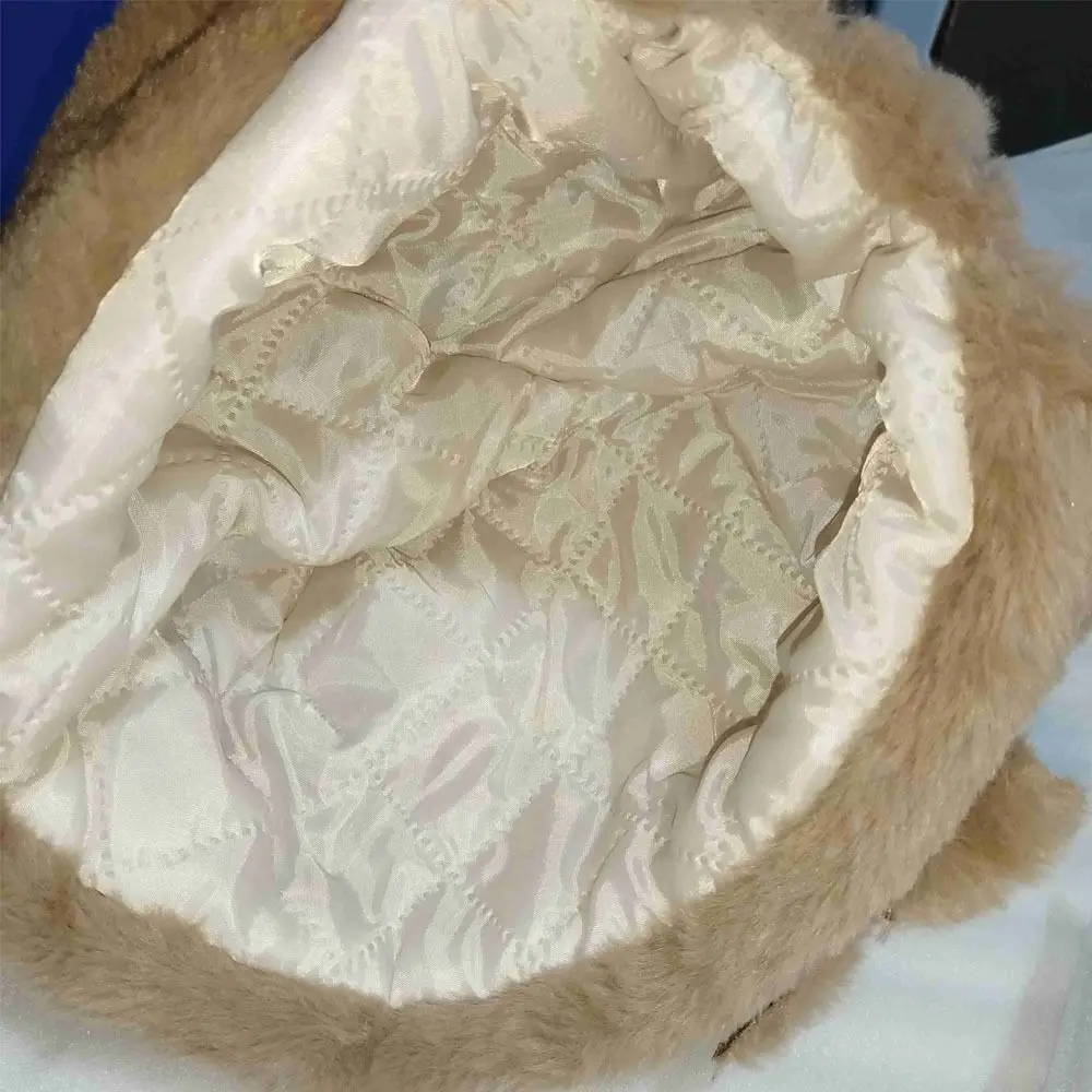 Fashion Faux Rabbit Fur Winter Hat Thickened Flower Decor Bucket Hats Keep Warm Middle-aged Cap Women