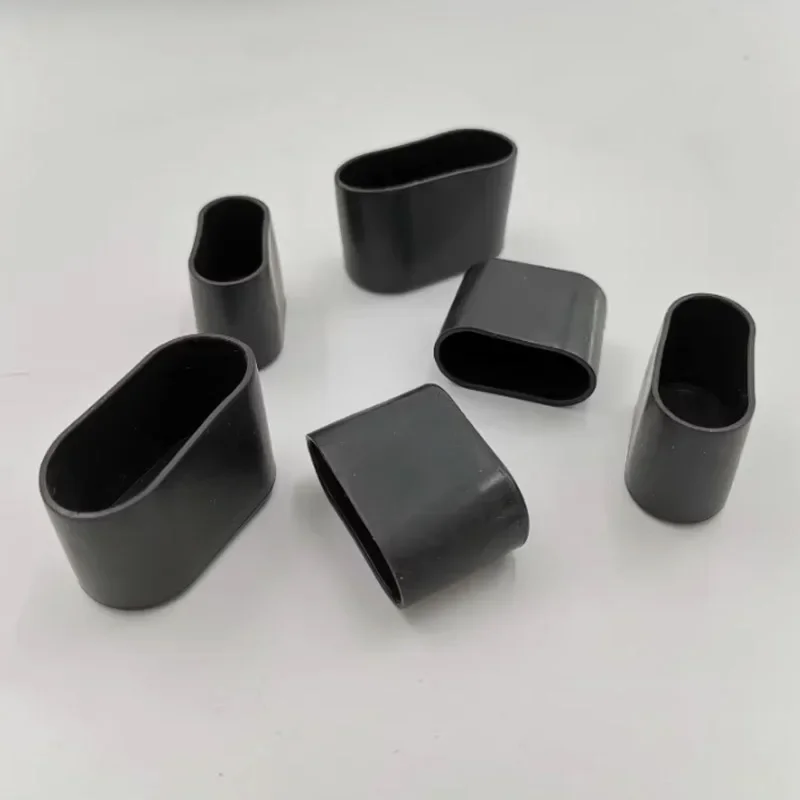 Black PVC Oval Table Chair Leg Tips Caps Furniture Foot Legs Cover Non-slip Floor Protector Pipe Covers 2/4/6/8/10 Pcs furniture leg pads chair leg caps chair leg protector furniture foot pads rubber furniture feet pads furniture leg caps furniture foot protector furniture gliders furniture foot mats furniture feet