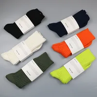 Classic Unisex Solid Color Knitted Socks For Men Women Casual Couples Socks Fluorescent Color Sock Hosiery Sox 36-43 4