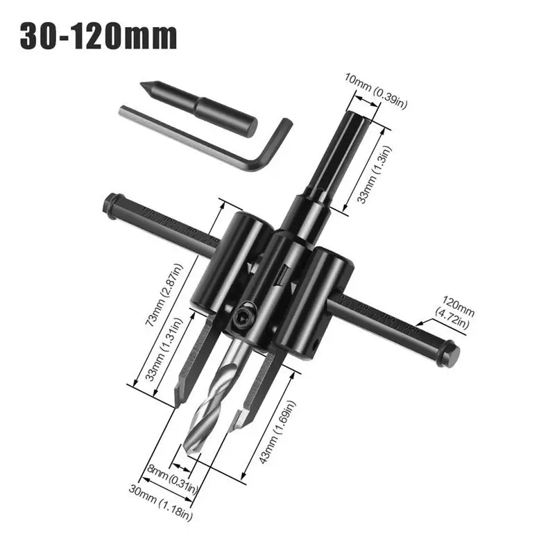 조정 가능한 금속 목재 구멍 톱 드릴 비트 커터 키트, DIY 도구, 40-120mm
