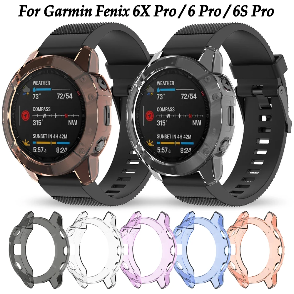 Custodia Protettiva Per Garmin Fenix 6X 6 6S Pro Smart Watch Protector Frame Crystal Clear Tpu Case Cover Fenix 6 Pro 6S Pro 6X Pro