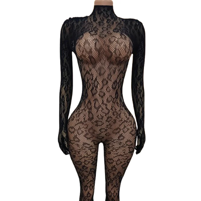 1-Piece Date Night Lingerie: Women's Alluring Leopard-Print Open-Back Bodysuit
