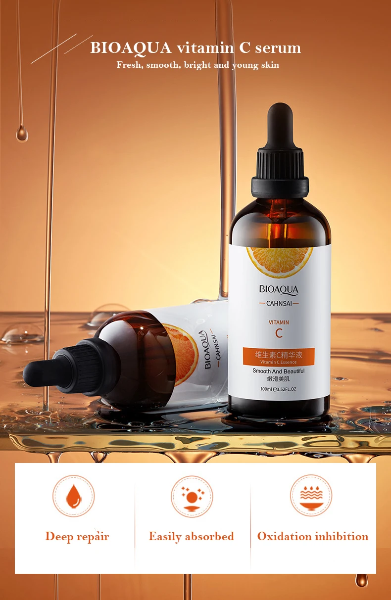 BIOAQUA Vitamin C Serum For Face Moisturizing Brightens Skin Repair Smooth Facial Essence Serum Facial Care Skincare Products