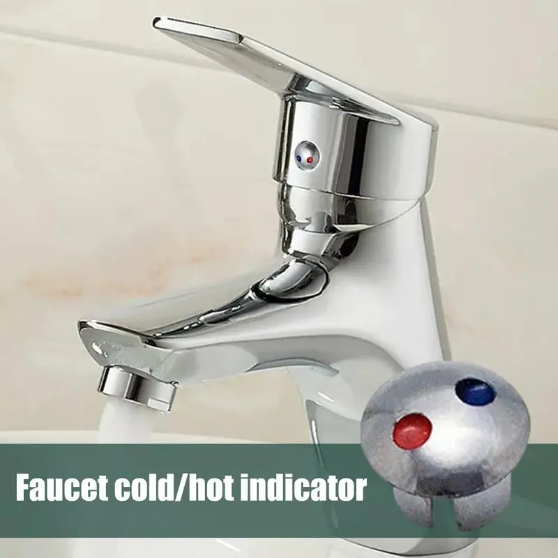 20pcs Faucet Handle Hot Cold Water Sign Red Blue Label Decoration Cover Kitchen Bathroom Mixer Tap Indicate For Faucet Handles