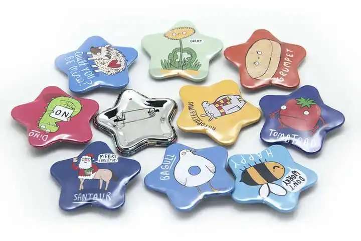 N3 Star Shape 56x54mm Badge Button Maker Machine +100 Sets Metal Pinback Supplies + Mould + Stand Cutter