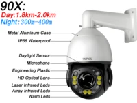 Croisière de suivi automatique polychrome infrarouge laser 8MP 4K 90X Zoom optique 360 °   Caméra dôme de surveillance IP Onvif POE PTZ 3