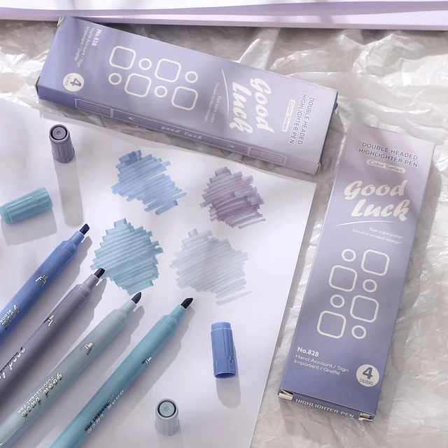 JIANWU 4 Pcs/set Simple Smooth Writing Marker Pen Gradient Doubleended