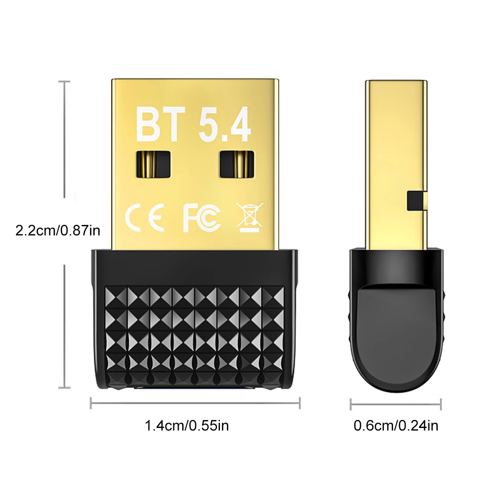 BT 5.4 어댑터 무선 BT 송수신기 플러그 앤 플레이 무선 동글 (PC 마우스, 키보드, 헤드폰, 스피커용)
