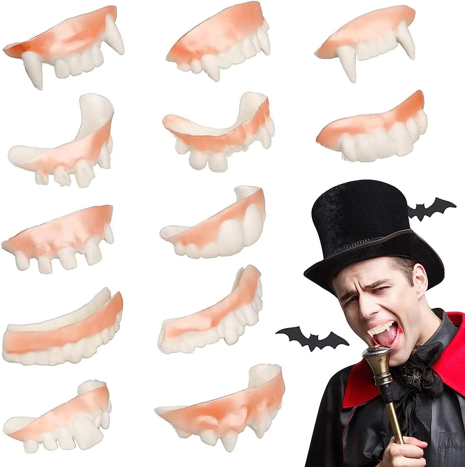 

12Pcs Funny Gift Costume Party Ugly Gag Fake Teeth FunnyFreaky Front Teeth Comfortable Wearing Party Game Accessory 5.0 1 Review