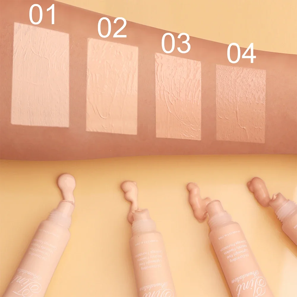 Liquid Foundation 4 Colors Liquid Foundation High Coverage Makeup Base Cream Lasting Concealer BB Cream Matte Finish Waterproof Face Corrector