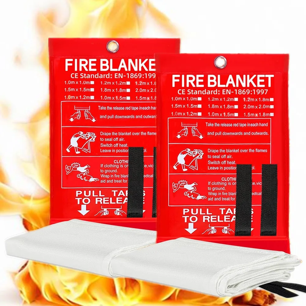 2Pcs Fire Blanket Emergency Emergency Fire Retardant Blankets Fireproof Blanket Welding Blanket for Kitchen Fireplace Grill BBQ