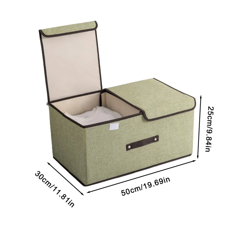 Cotton Linen Fabric Double Lid Foldable Storage Box Sundry Organiser Storage Box 6