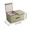 Cotton Linen Fabric Double Lid Foldable Storage Box Sundry Organiser Storage Box 6