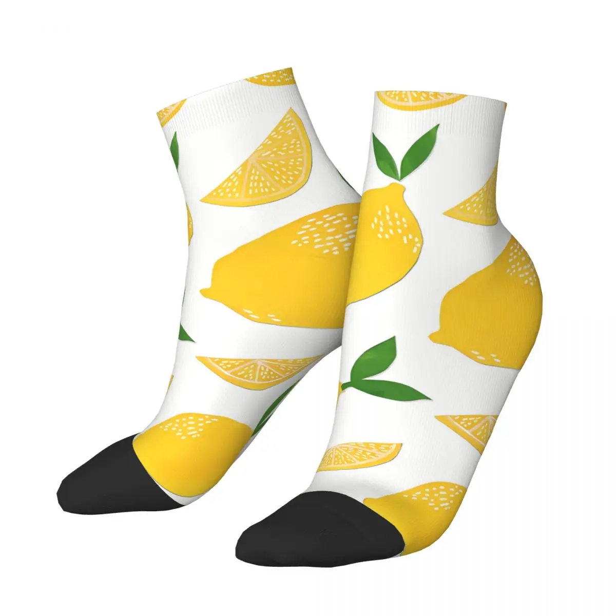 

Funny Men's Ankle Socks Cut Paste Lemon Pattern Street Style Seamless Crew Sock Gift Pattern Printed