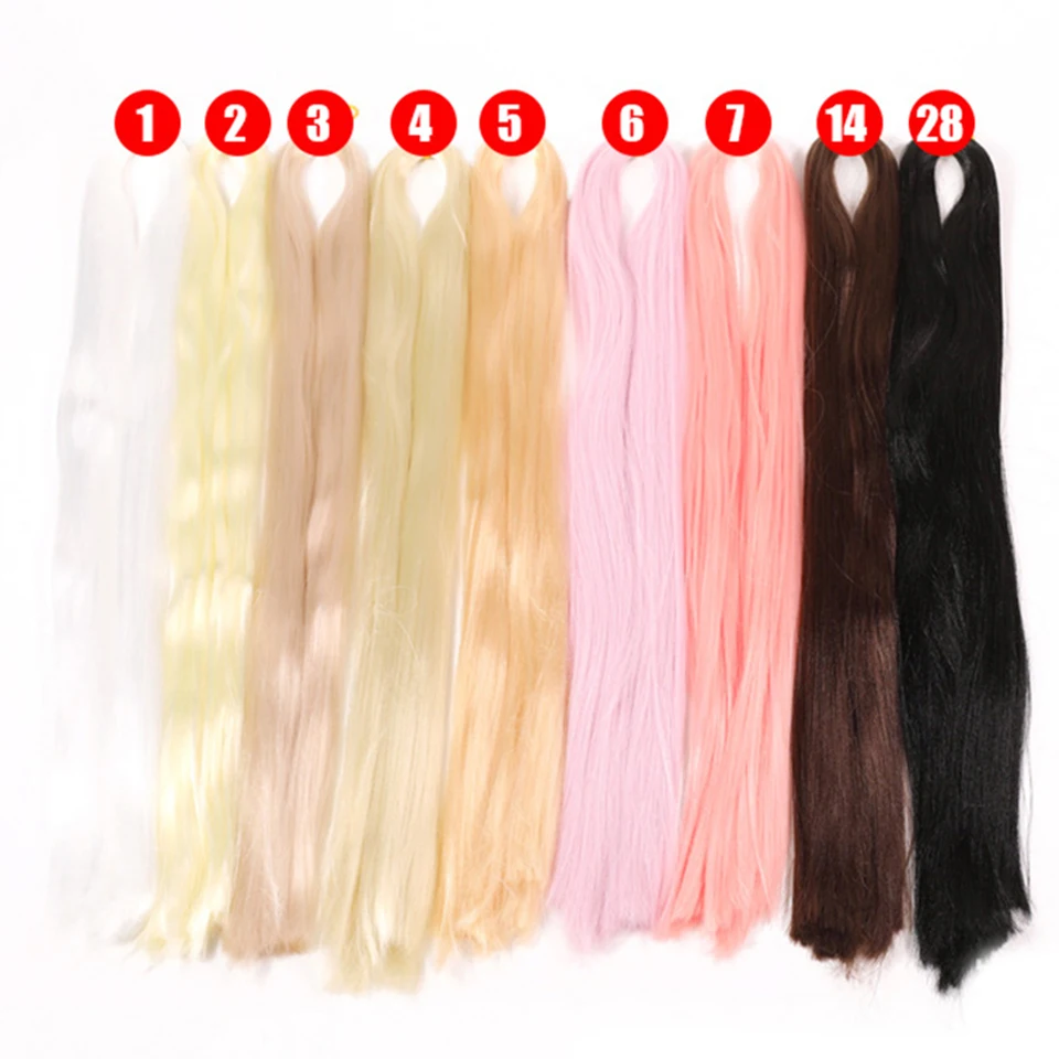Doll Wig BJD SD Doll 80CM/40 White Black Hair Row Milk Silk Anti-Mohair Handmade Hook Transplant Material for Girls and Boys