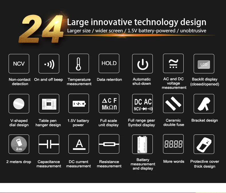 Description Picture 6 of itemUNI-T Digital Multimeter UT33D+ UT33C+ UT33B+ UT33A+ Palm Size Multimeters DC AC voltmeter Resistance Tester