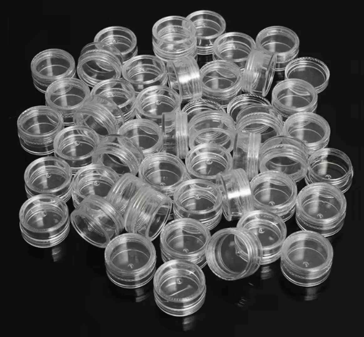 Transparent Sample Containers for Cream Mini Cosmetic 50pcs 5g Clear Jars Balm Nail Art Lip Care Skincare (Small Portable Tins)