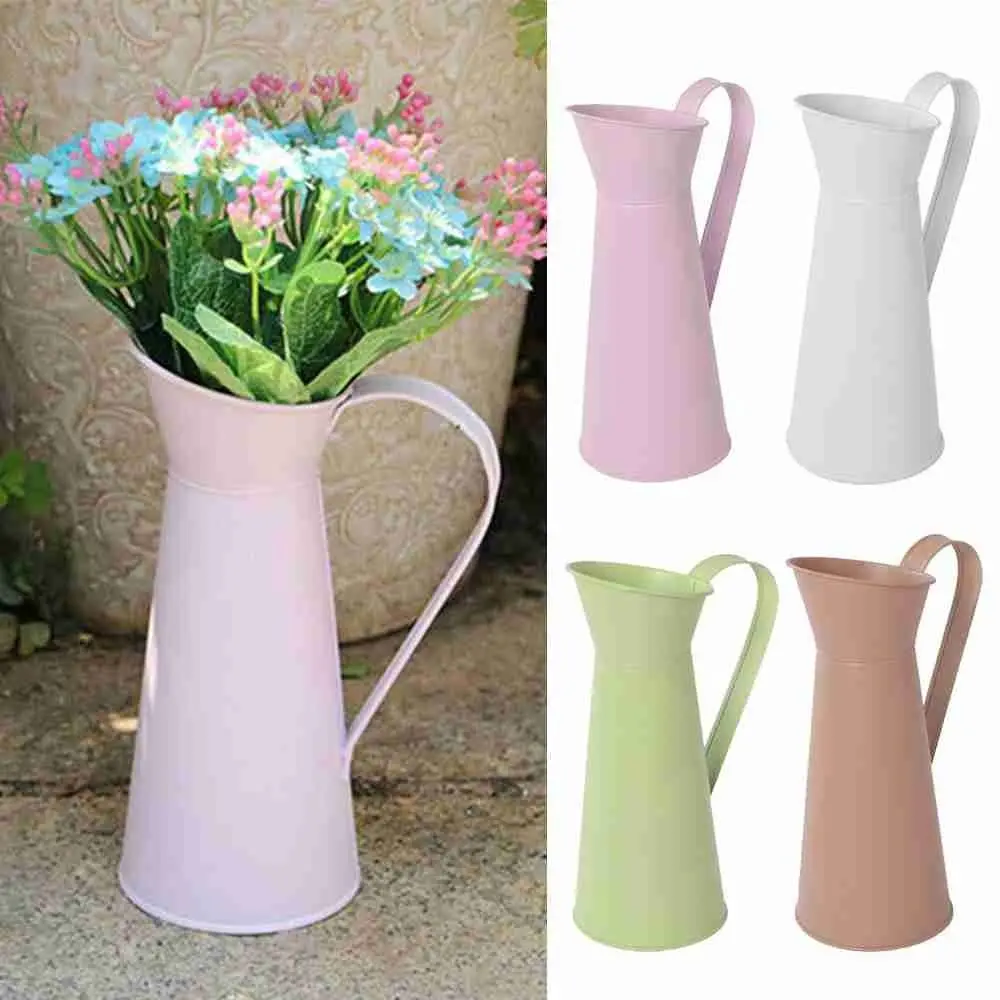 

Винтажная Цветочная композиция, Свадебный жестяной кувшин, цветочная корзина, цветочный горшок, ваза для сушеных цветов, ваза для цветов