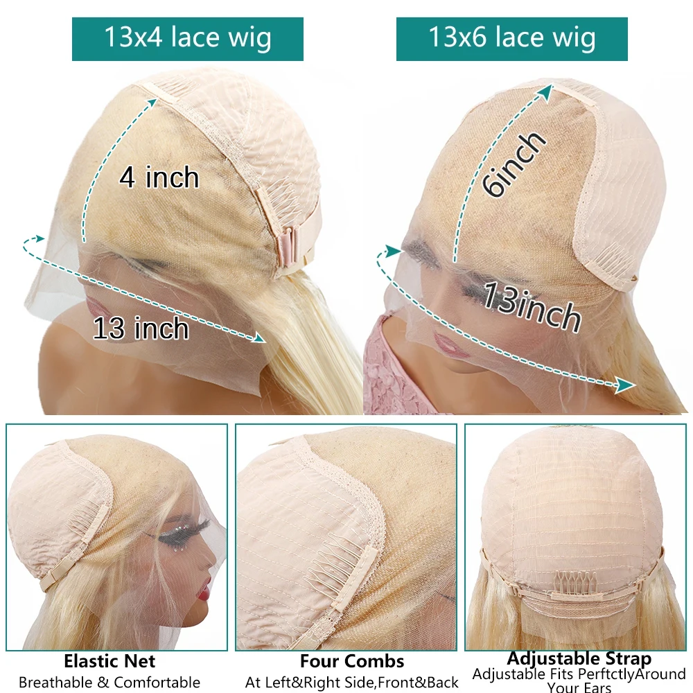 Blonde Body Wave Lace Front Wig HD Transparent Lace 13x4 13x6 Human Hair 613 Pre Plucked Full Frontal Wigs 200% Density