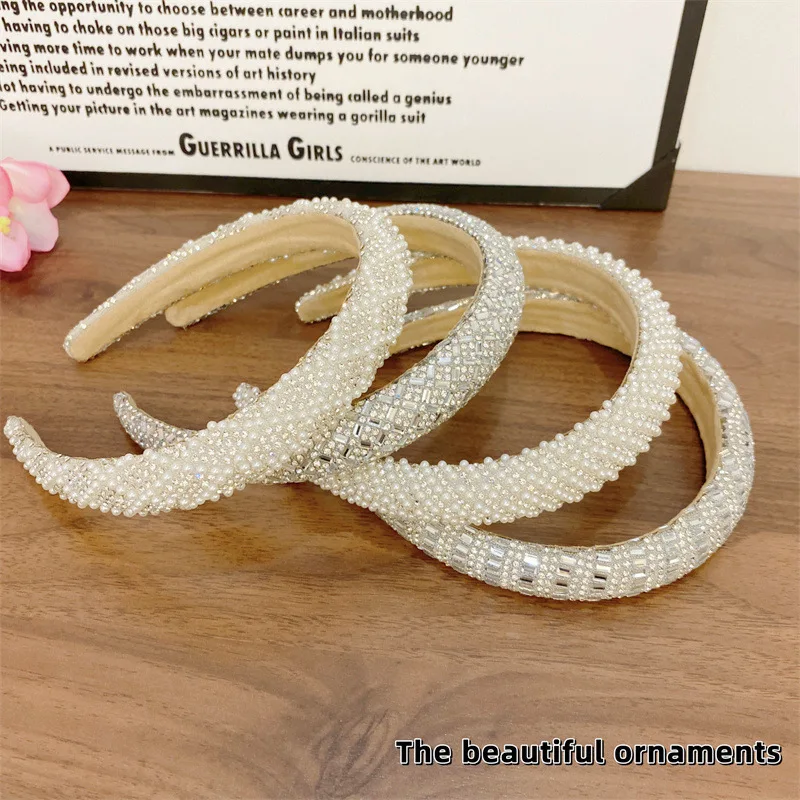 Koreanisches Luxus-Perlen-Stirnband Vollbesetzter Strass-Haarreif Hohe Krone Kopfschmuck Haarband Leichter Luxus Mode Damen Haaraccessoires – Detail 5