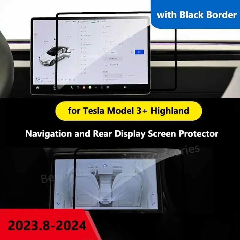 

Защитное закаленное стекло для экрана Tesla Model 3 + 2024 Highland, навигация и задний Дисплей, защитная пленка HD для центральной консоли