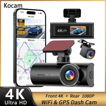 Kocam 4K WiFi Dash Cam for Car DVR Camera Dual Lens Auto Night Vision WDR Video Recorder Support GPS Black Box Rear View Camera