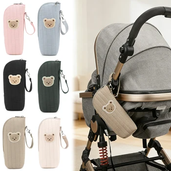 Borsa scaldabiberon per latte per bambini, borsa termica per orsetto in peluche per viaggi in campeggio all'aperto, attrezzatura da viaggio essenziale per neonati