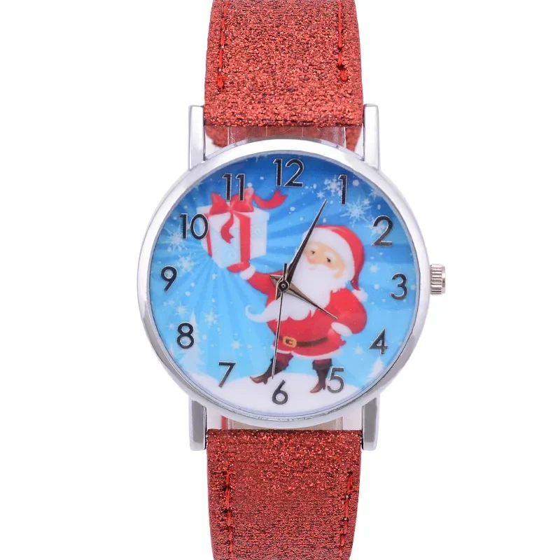 Santa Claus Women's Watches Casual Quartz Wristwatches Bright Color Leather Strap Watches Children Students Clock Gift Relogio 5
