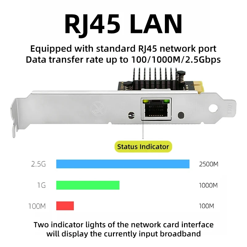 2500Mbps PCI-E-RJ45 네트워크 카드 RTL8125B 칩 Win7/8/10/11 용 100/1000Mbps 2.5Gbps 이더넷 유선 LAN 컨트롤러 어댑터