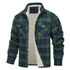 Men's Fleece Plaid Jacket Casual Loose Cotton Jacket Thicken Lining Flannel Warm Outwear Autumn Winter Work Coat Outerwear S-5XL 2