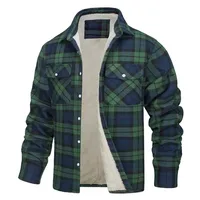 Men's Fleece Plaid Jacket Casual Loose Cotton Jacket Thicken Lining Flannel Warm Outwear Autumn Winter Work Coat Outerwear S-5XL 2
