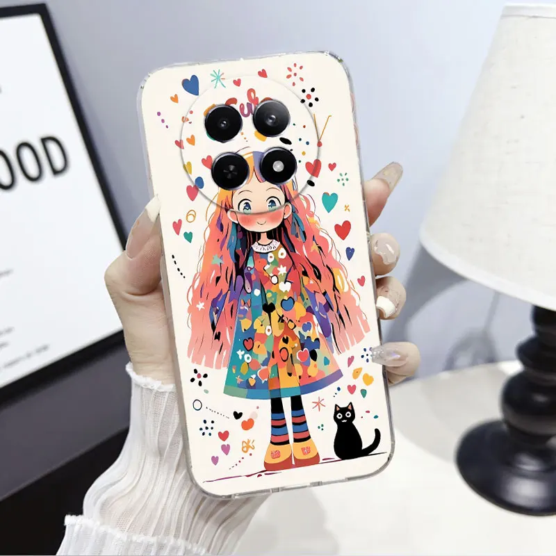 Marble Clear Soft Silicone Phone Case with Cute Cat Design
