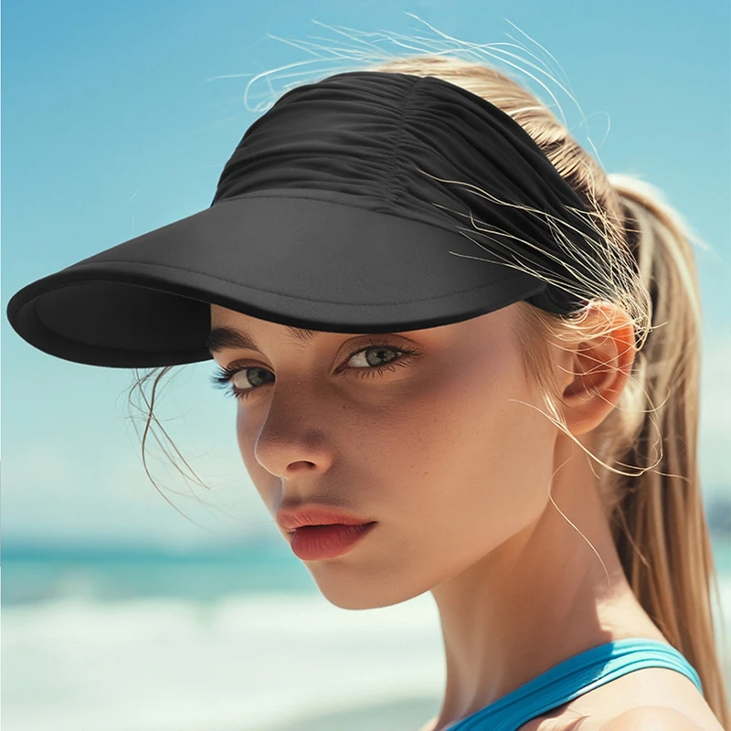 Women&rsquo;s Sun Visor Hat,Summer Volleyball Sport Beach Hats Wide Brim,Ponytail, Sun Shade Adjustable Baseball Hat for Golf Hiking