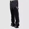Men's Denim Work Pants, Explosive Workwear, Elastic Patch Denim Layered Flared Pants, Spring New Style 1