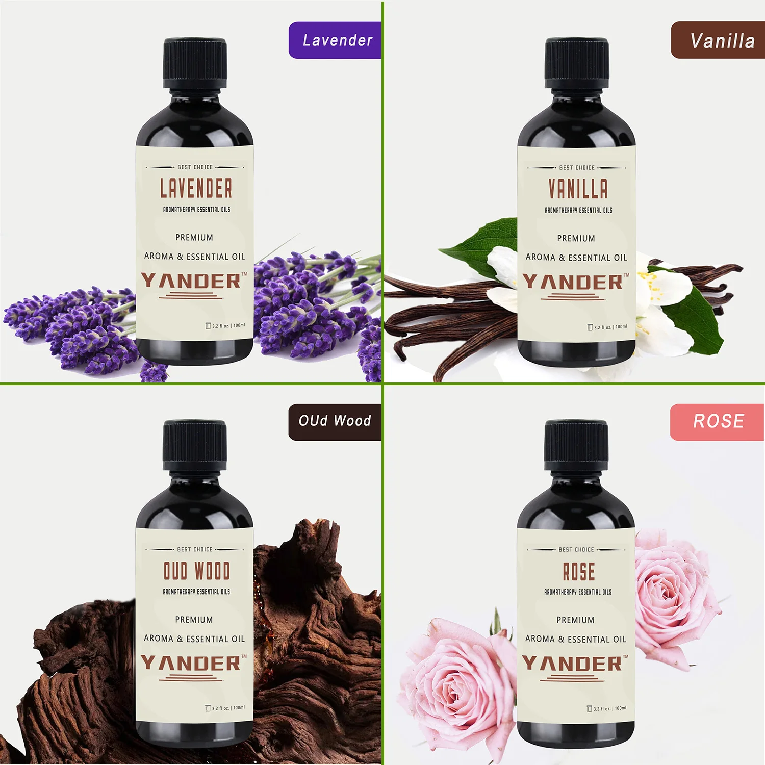 YANDER Natural 100ml Lavender Essential Oil For Candle Making Scented Candle Oil Rose Vanilla Oud Wood Long Lasting