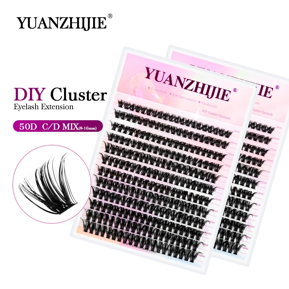 

YUANZHIJIE LASH DIY Eyelashes Cluster C D Curl Premade Volume Fans Russian Faux Mink Individual Eyelashes Makeup