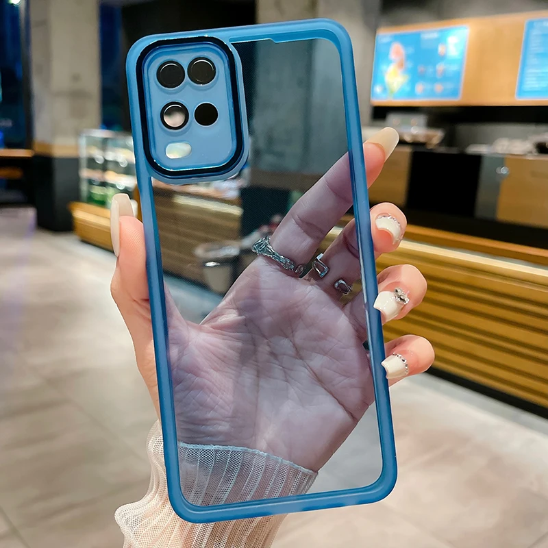 Translucent Soft TPU Phone Case with Lens Protection - Solid Color Design