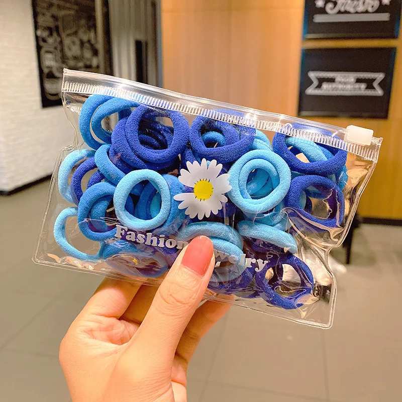 50 teile/satz Mädchen bunte Nylon kleine elastische Haar bänder Kinder Pferdes chwanz Halter Scrunchie Stirnband Frauen Kinder Haarschmuck – Detail 1