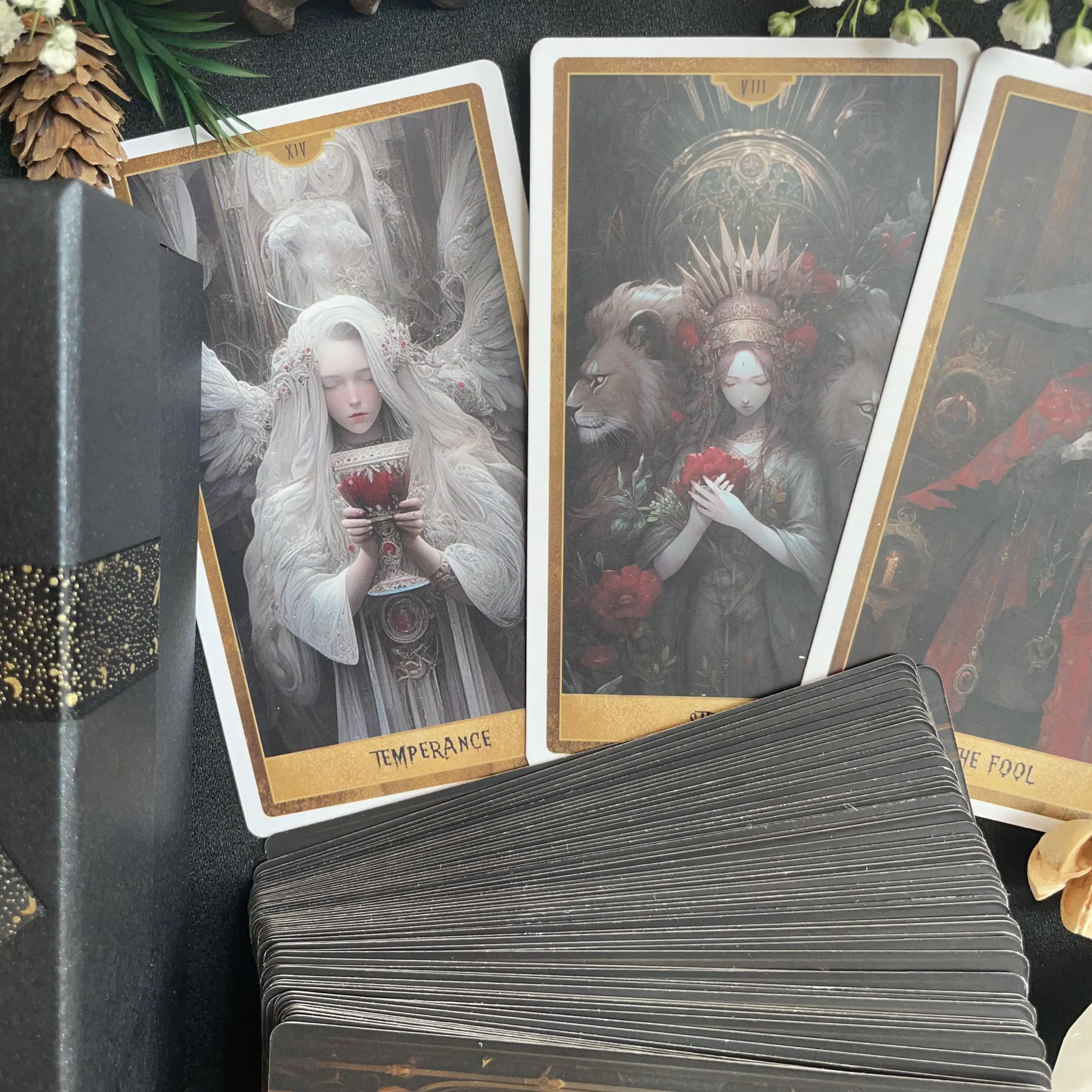 Professional New Gothic Tarot Cards Divination Deck Oracle Spanish 78 Beginners High Quality Matte 12x7 Attached PDF Guidebook