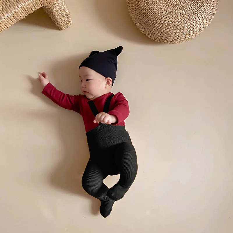 Children s Solid Color Winter Leggings with Stretchable Suspender Tights for Girls and Boys - Infant and Toddler Baby Pantyhose