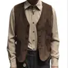 Casual Men's Fashion Suede V Neck Waistcoat Denim jacket  Single Breasted Men’s Vest 1