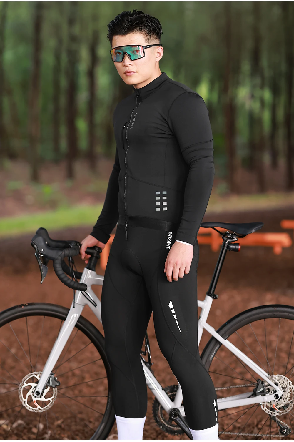 WOSAWE Winter-Thermo-Radtrikot, winddicht, zum Aufwärmen, für Rennrad, MTB, Fahrrad, langes Trikot, Herren-Radsport-Shirt – Detail 2