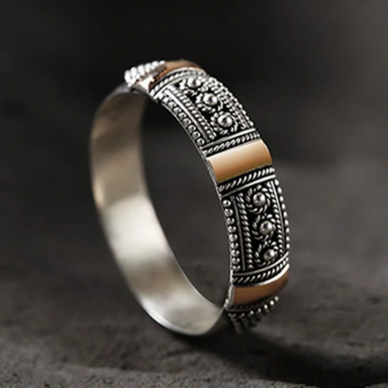 

2023 New S925 Silver Simple Retro European and American Men's and Women's Rings Made of Old Twisted Silk CoupleTail Pair Jewelry