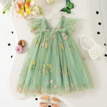 Summer New Princess Style Baby Girl Dress, Cute Flower Butterfly Wing Children'S Clothing For Babies Aged 9 Months To 4 Years 1