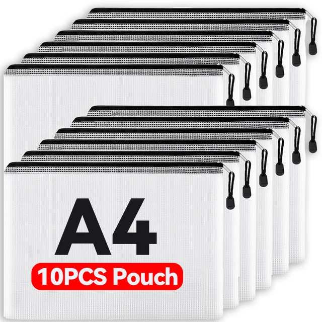 1-10Pcs A4 Mesh Zipper Pouch Bags Thicken Document Bag Waterproof Zip File Folders For School Office Travel Organizing Storage 1