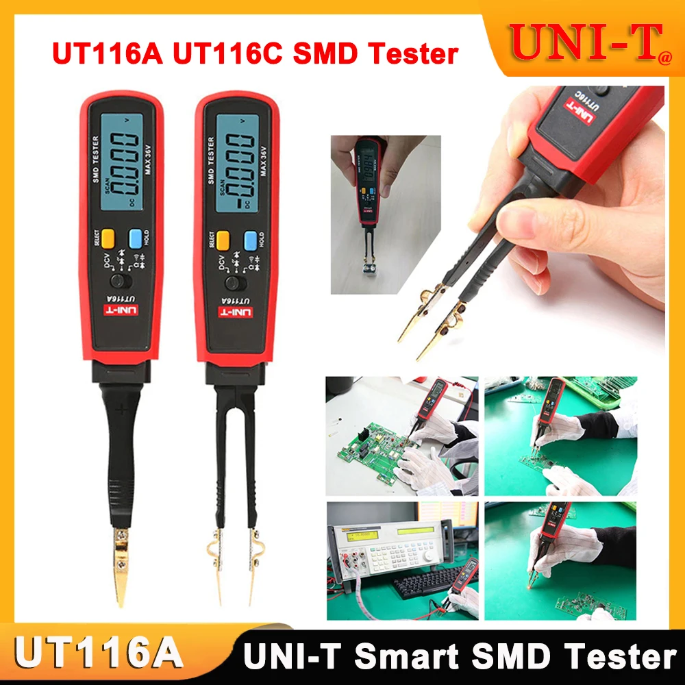 

UNI-T UT116A UT116C Digital Tweezers Smart SMD Tester Electrical Multimeter Resistance Capacitance Continuity Diode Test Meter