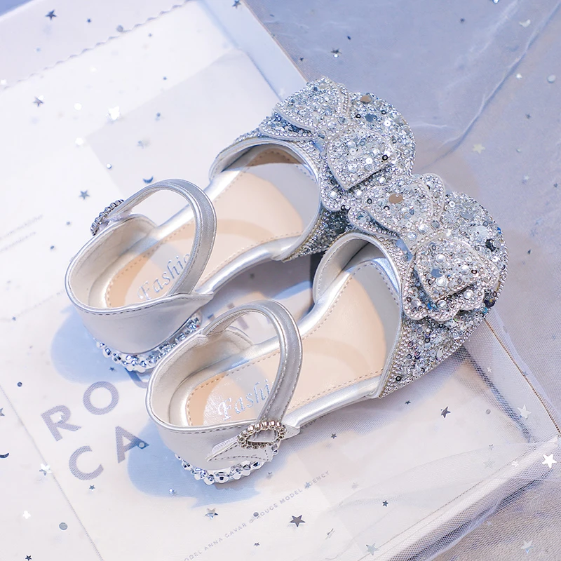 Girls Rhinestone Party Wedding Sandals