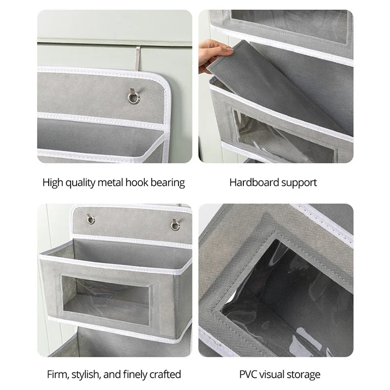 1pc Four-layer Storage Bag Door Hanging Fabric Organizer Bag For Sundries Items Underwear Socks 2