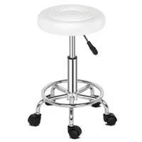 Round Cafe Chairs Stool with Lines Rotation Bar Stool White 1